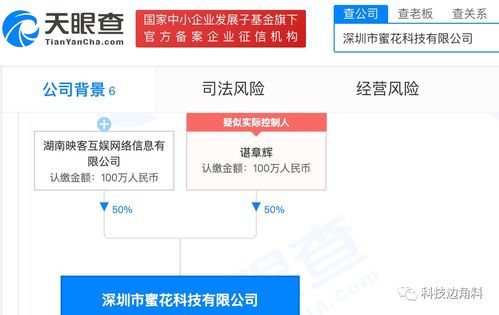 映客布局技術領域，成立深圳蜜花科技公司持股50%提供信息系統集成服務